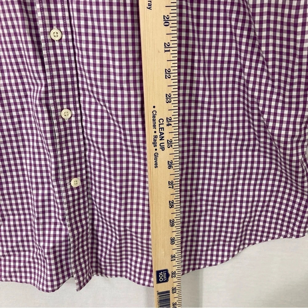 Peter Millar Purple White Gingham Nanoluxe Cotton Long Sleeve Button Down XL - Picture 5 of 9
